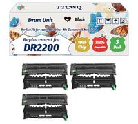 Compatible for Brother DR2200 Drum Unit Work for Brother DCP-7055 DCP-7055W DCP-7060D DCP-7065DN DCP-7070DW Printers, with Chip, High Yield 12000 Pages, High-Definition Printing (3 Pack Black)