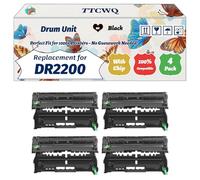 Compatible for Brother DR2200 Drum Unit Work for Brother HL-2250DN HL-2270DW MFC-7360 MFC-7360N Printers, with Chip, High Yield 12000 Pages, High-Definition Printing (4 Pack Black)
