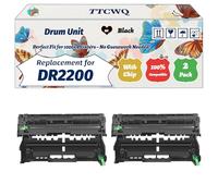 Compatible for Brother DR2200 Drum Unit Work for Brother MFC-7460DN MFC-7460N MFC-7860DW Printers, with Chip, High Yield 12000 Pages, High-Definition Printing (2-Pack Black)
