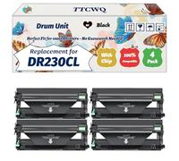 Compatible for Brother DR230 rum Unit Work for Brother DCP-9010 HL-3040CN HL-3070CW MFC-9120CN MFC-9320CW Printers, with Chip, High Yield 15000 Pages, High-Definition Printing (4 Pack Black)