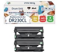 Compatible for Brother DR230 rum Unit Work for Brother HL-3040 HL-3070CN MFC-9120 MFC-9320 Printers, with Chip, High Yield 15000 Pages, High-Definition Printing (2 Pack Black)