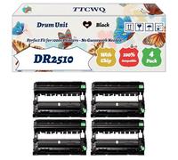Compatible for Brother DR2510 Drum Unit Work for Brother HL-L2400DW Mono HL-L2445DW Mono DCP-L2620DW Printers (4 Pack Black)