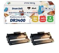 Compatible for Brother DR3400 Drum Unit Work for Brother DCP-L5500DN MFC-L5700DW MFC-L5200DW Printers, with Chip, High Yield 30000 Pages, High-Definition Printing (2-Pack Black)
