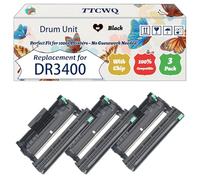 Compatible for Brother DR3400 Drum Unit Work for Brother L5200DW L5200DWT L6250DN L6250DWTD L6300DW L6400DW Printers, with Chip, High Yield 40000 Pages, High-Definition Printing (3 Pack Black)