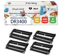 Compatible for Brother DR3400 Drum Unit Work for Brother MFC-L5750DW MFC-L6800DWT MFC-L6900DW DCP-L5500 Printers, with Chip, High Yield 30000 Pages, High-Definition Printing (4 Pack Black)