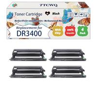 Compatible for Brother DR3400 Toner Cartridge Work for Brother HL-L5200DW HL-L6400DW MFC-L5700 MFC-L5700DN Printers, with Chip, High Yield 50000 Pages, High-Definition Printing (4 Pack Black)