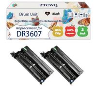 Compatible for Brother DR3607 Drum Unit Work for Brother HL-L5210DN HL-L6410DN MFC-L5710DN MFC-L5710DW Printers, with Chip, High Yield 75000 Pages, High-Definition Printing (2-Pack Black)
