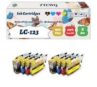 Compatible for Brother LC-123 Ink Cartridges Work for Brother MFC-J4510DW MFC-J4410DW DCP-J752DW DCP-J552DW Printers, with Chip, High Yield 3400 Pages, High-Definition Printing (2 Set)