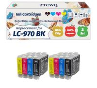Compatible for Brother LC-970 Ink Cartridges Work for Brother DCP-135C DCP-150C DCP-235C DCP-260C MFC-235C Printers (2 Set)