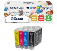 Compatible for Brother LC1000 Ink Cartridges Work for Brother DCP-130C DCP-330CN DCP-353C DCP-540 DCP-560 DCP-750CW Fax Printers (1 Set)