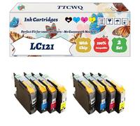 Compatible for Brother LC121 Ink Cartridges Work for Brother DCP-J132W DCP-J152W DCP-J552DW Printers, with Chip, High Yield 700 Pages, High-Definition Printing (2 Set)