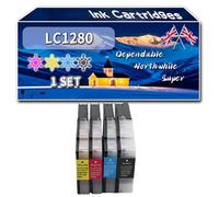 Compatible for Brother LC1280 Ink Cartridges, Work for Brother MFC-J5910DW MFC-J6510DW MFC-J6710D MFC-J6910DW Printers, Ink Cartridges LC1280XLBK LC1280XLC LC1280XLM LC1280XLY (1 Set)