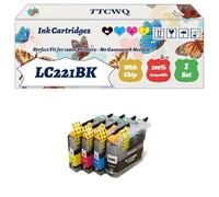 Compatible for Brother LC221BK LC221C LC221M LC221Y Ink Cartridges Work for Brother DCP-J562DW MFC-J480DW MFC-J680DW Printers (1 Set)