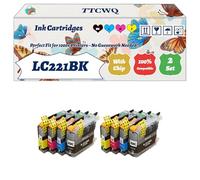 Compatible for Brother LC221BK LC221C LC221M LC221Y Ink Cartridges Work for Brother DCP-J562DW MFC-J480DW MFC-J680DW Printers (2 Set)