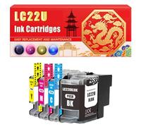 Compatible for Brother LC22U DCP-J785DW MFC-J985DW Ink Cartridges Printers, With Chip Large Capacity 900 Pages (1 Set)