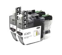 Compatible For Brother LC421/XL Ink Set Accessories | High-yield 4-pack for DCP/MFC printers, up to 500 pages per cartridge for sharp documents(2pcs black)