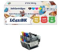 Compatible for Brother LC421BK LC421C LC421M LC421Y Ink Cartridges Work for Brother DCP-J1050DW DCP-J1140DW DCP-J1800DW Printers (1 Set)