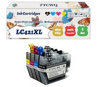 Compatible for Brother LC421XL Ink Cartridges Work for Brother DCP-11050DW MFC-1010DW DCP-J1140DW DCP-J1800DW Printers, with Chip, High Yield 500 Pages, High-Definition Printing (1 Set)