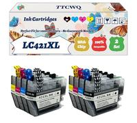 Compatible for Brother LC421XL Ink Cartridges Work for Brother DCP-11050DW MFC-1010DW DCP-J1140DW DCP-J1800DW Printers, with Chip, High Yield 500 Pages, High-Definition Printing (2 Set)