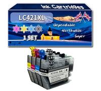 Compatible for Brother LC421XL Ink Cartridges, Work for Brother DCP-11050DW MFC-1010DW DCP-J1140DW DCP-J1800DW Printers, Ink Cartridges (1 Set)