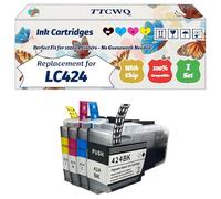 Compatible for Brother LC424 Ink Cartridges Work for Brother DCP-J1200W DCP-J1200WE Printers, with Chip, High Yield 850 Pages, High-Definition Printing (1 Set)