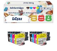 Compatible for Brother LC521 Ink Cartridges for Brother DCP-J1260W DCP-J1310DW DCP-J1313DW DCP-J1360DW Printer (2 Set)