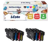 Compatible for Brother LC980 Ink Cartridges Work for Brother DCP-373CW DCP-375CW DCP-377CW MFC-250C MFC-255CW MFC-290C MFC-295CN Printers (2 Set)