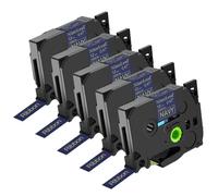 Compatible for Brother P-Touch Label Printers | 12mm Non-Adhesive Satin Ribbon (TZe R234) for Gift Packing & Decorative Labeling(5PK Gold On Navy)