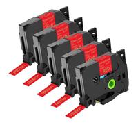 Compatible for Brother P-Touch Label Printers | 12mm Non-Adhesive Satin Ribbon (TZe R234) for Gift Packing & Decorative Labeling(5PK Gold On Red)