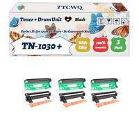 Compatible for Brother TN-1030 + DR-1030 Toner + Drum Unit Work for Brother DCP-1510E DCP-1512E DCP-1610W Printers, with Chip, High Yield 11000 Pages, High-Definition Printing (3 Pack Black)