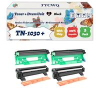 Compatible for Brother TN-1030 + DR-1030 Toner + Drum Unit Work for Brother DCP-1510E DCP-1512E DCP-1610W Printers, with Chip, High Yield 11000 Pages, High-Definition Printing (2-Pack Black)