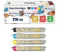 Compatible for Brother TN-12 Toner Cartridges Work for Brother HL-4200CN Printers, with Chip, High Yield 9000 Pages, High-Definition Printing (4-Pack BK/C/M/Y)