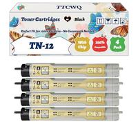 Compatible for Brother TN-12 Toner Cartridges Work for Brother HL-4200CN Printers, with Chip, High Yield 9000 Pages, High-Definition Printing (4 Pack Black)