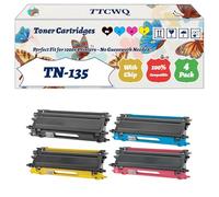 Compatible for Brother TN-135 Toner Cartridges Work for Brother DCP-9040CN DCP-9042CDN DCP-9045CDN Printers, with Chip, High Yield 6000 Pages, High-Definition Printing (4-Pack BK/C/M/Y)