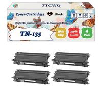 Compatible for Brother TN-135 Toner Cartridges Work for Brother DCP-9040CN DCP-9042CDN DCP-9045CDN Printers, with Chip, High Yield 6000 Pages, High-Definition Printing (4 Pack Black)