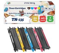 Compatible for Brother TN-135 Toner Cartridges Work for Brother DCP-9042CDN DCP-9045CDN HL-4040CDN HL-4050CDN Printers (4-Pack BK/C/M/Y)