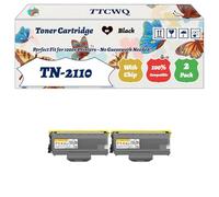 Compatible for Brother TN-2110 Toner Cartridge Work for Brother DCP-7030 MFC-7320 MFC-7440N MFC-7840W Printers, with Chip, High Yield 3600 Pages, High-Definition Printing (2-Pack Black)