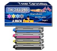 Compatible for Brother TN-241/245 Toner Cartridges, Work for Brother DCP-9020CDW DCP-9015CDW HL-3140CW HL-3150CDW HL-3170CDW Printers, Toner Cartridges TN241 TN245 (4-Pack BK/C/M/Y)