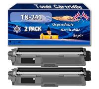 Compatible for Brother TN-241 Toner Cartridge, Work for Brother DCP-9020CDW DCP-9015CDW HL-3150CDN MFC-9140CDN Printers, Toner Cartridge TN-241C TN-241Y TN-241BK TN-241M (2 Pack Black)