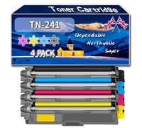Compatible for Brother TN-241 Toner Cartridge, Work for Brother MFC-9340CDW HL-3150CDW MFC-9330CDW HL-3140CW HL-3170CDW Printers, Toner Cartridge TN-241C TN-241Y TN-241BK TN-241M (4-Pack BK/C/M/Y)