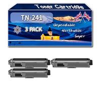 Compatible for Brother TN-241 Toner Cartridge, Work for Brother MFC-9340CDW HL-3150CDW MFC-9330CDW HL-3140CW HL-3170CDW Printers, Toner Cartridge TN-241C TN-241Y TN-241BK TN-241M (3 Pack Black)
