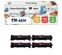 Compatible for Brother TN-2510 Toner Cartridge Work for Brother HL-L2400DWE HL-L2445DW HL-L2447DW MFC-L2800DW Printers, with Chip, High Yield 2200 Pages, High-Definition Printing (4 Pack Black)