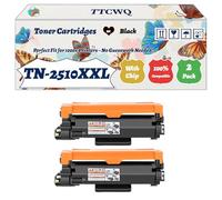 Compatible for Brother TN-2510XXL TN2510XXL Toner Cartridges Work for Brother HL-L2865DW MFC-L2960dw Printers (2-Pack Black)