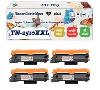 Compatible for Brother TN-2510XXL TN2510XXL Toner Cartridges Work for Brother HL-L2865DW MFC-L2960dw Printers (4 Pack Black)