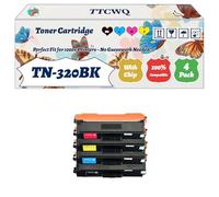 Compatible for Brother TN-320BK Toner Cartridge Work for Brother DCP-9055CDN DCP-9270CDN HL-4140CN Printers, with Chip, High Yield 7500 Pages, High-Definition Printing (4-Pack BK/C/M/Y)