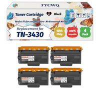 Compatible for Brother TN-3430 Toner Cartridge Work for Brother HL-L5200DWT MFC-L6800DW MFC-L6900DWT DCP-L6600DW Printers (4 Pack Black)