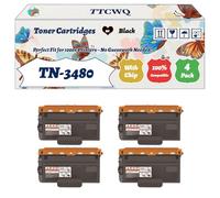 Compatible for Brother TN-3480 Toner Cartridges Work for Brother MFC-L5700DN HL-L6400DWT HL-L6400DW Printers, with Chip, High Yield 9000 Pages, High-Definition Printing (4 Pack Black)