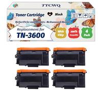 Compatible for Brother TN-3600 Toner Cartridge Work for Brother DCP-L5510DW HL-L5210DN HL-L5210DW HL-L5215DN Printers, with Chip, High Yield 3000 Pages, High-Definition Printing (4 Pack Black)