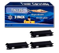 Compatible for Brother TN135 Toner Cartridge, Work for Brother DCP-9040CN DCP-9042CDN DCP-9045CDN HL-4040CN HL-4050CDN Printers, Toner Cartridge (3 Pack Black)
