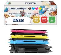 Compatible for Brother TN135 Toner Cartridges Work for Brother HL-4050CDN MFC-9450CDN DCP-9045CDN HL-4070CDW Printers (4-Pack BK/C/M/Y)